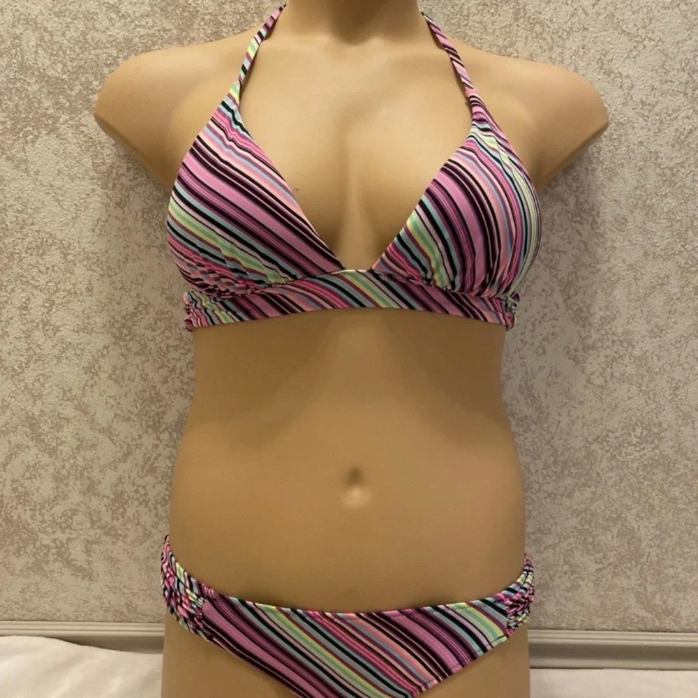 Victoria's Secret Striped Halter Multicolored Bikini